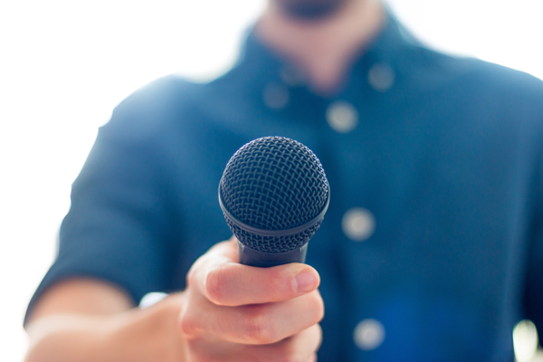 Man holding microphone