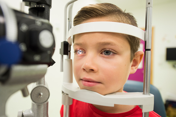 Boy having his sight tested